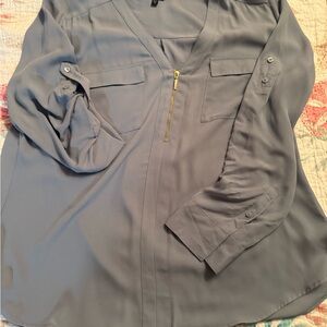 Express Blue 3/4 Sleeve Relaxed Blouse